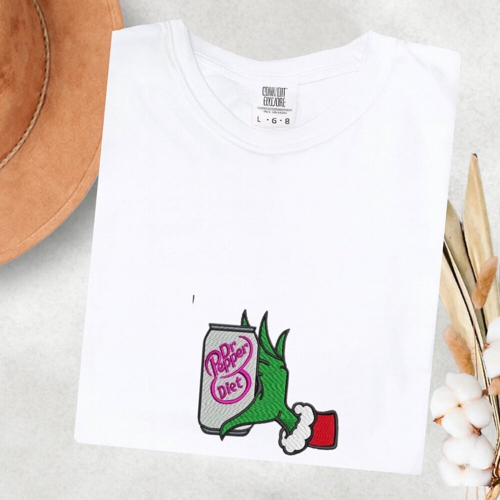 Embroidered Diet Dr. Pepper Grinch T-shirt grinchmas xmas christmas